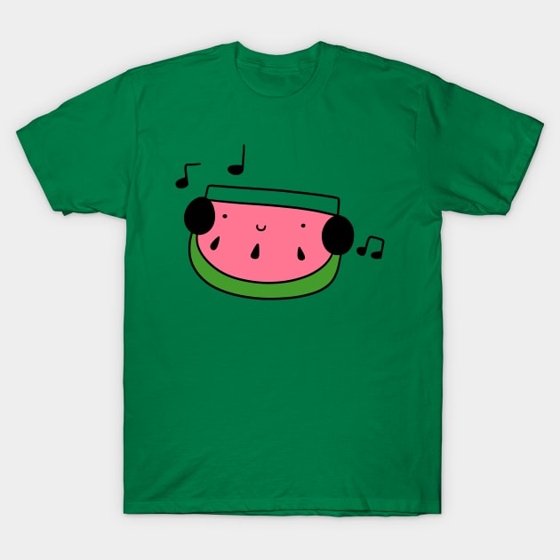 Watermelon Wedge with Headphones T-Shirt by saradaboru